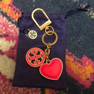 Tory Burch neon pink keychain